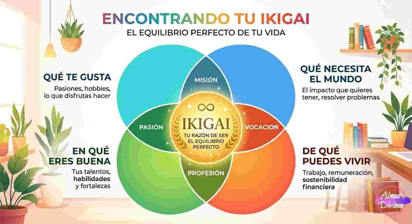 Autoconocimiento en menopausia - Diagrama de IKIGAI (propósito de vida).