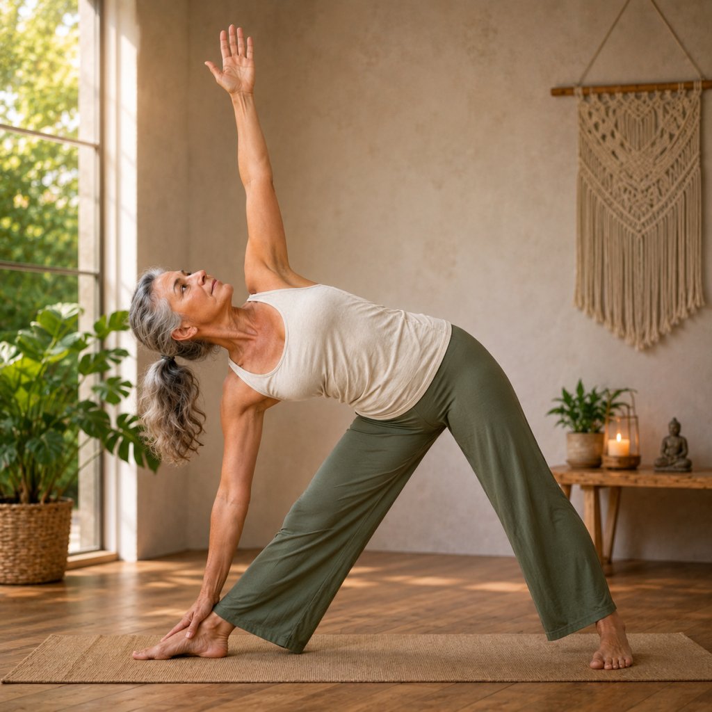 Trikonasana (Postura del Triángulo).